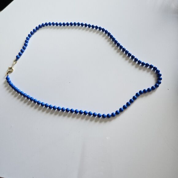 Oops A Daisy Bright Blue Beaded Necklace 18" Spring Ring Clasp - Picture 11 of 12